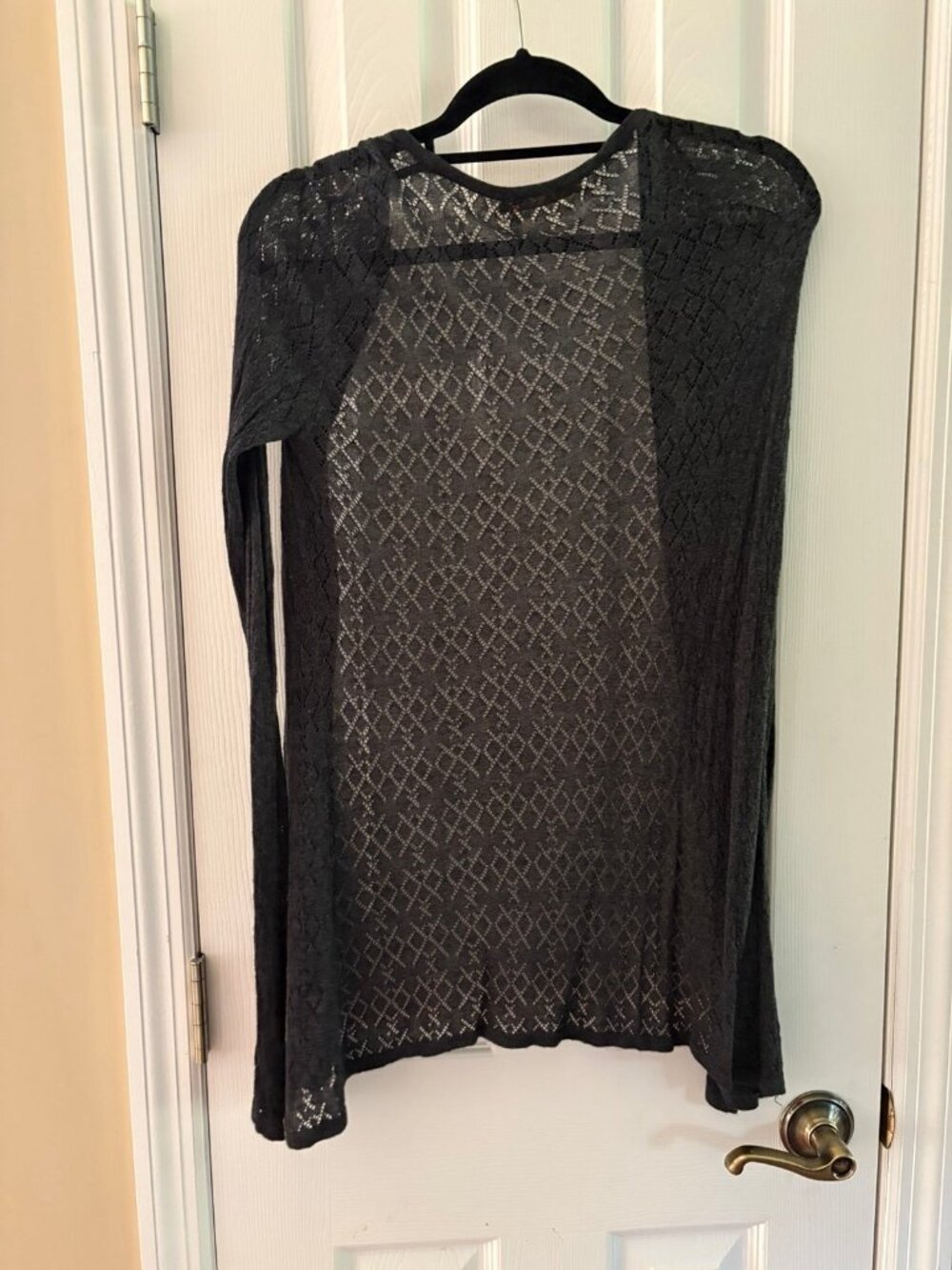 Women's Charcoal Grey Lace Knit Open Front Cardigan Belldini Medium - Picture 2 of 2